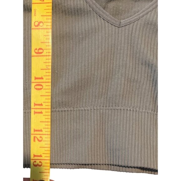 Garage Womens Ribbed Long Sleeve V-Neck Crop Top P/S Nylon Spandex - Picture 4 of 5